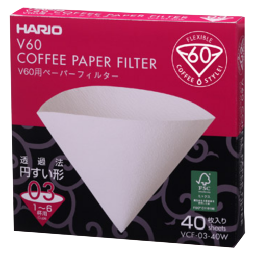 Hvide Hario V60 Kaffefiltre (VCF-03-40-W)