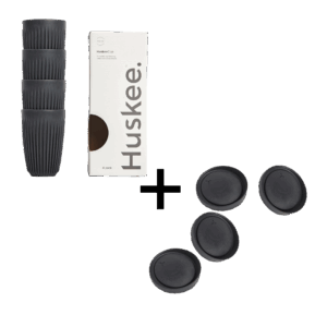 HuskeeCup Charcoal m/ låg (12oz / 355ml) (Pakke á 4 stk.)